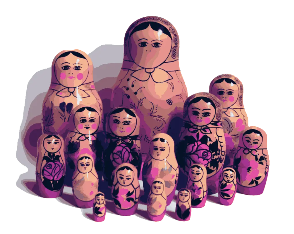 A group of Russian dolls