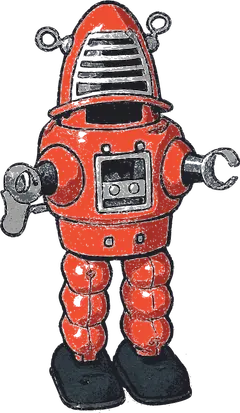 An red tin robot toy.