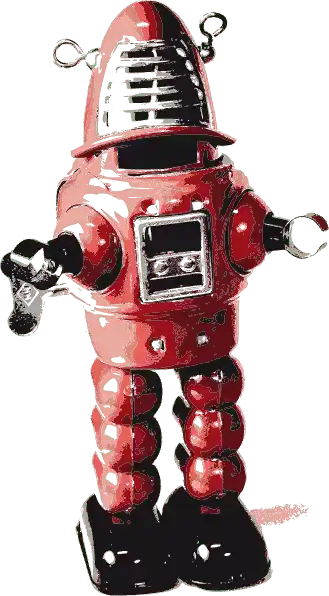 An red tin robot toy.